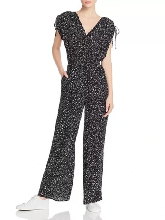 Band of Gypsies Pants - Band of Gypsies Amsterdam Polka Dot Tie-Detail Jumpsuit XS